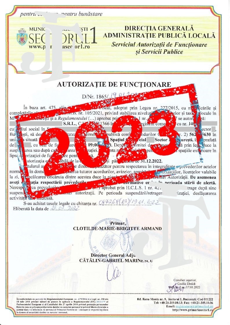 Prelungire Autorizație de Funcționare pentru 2023